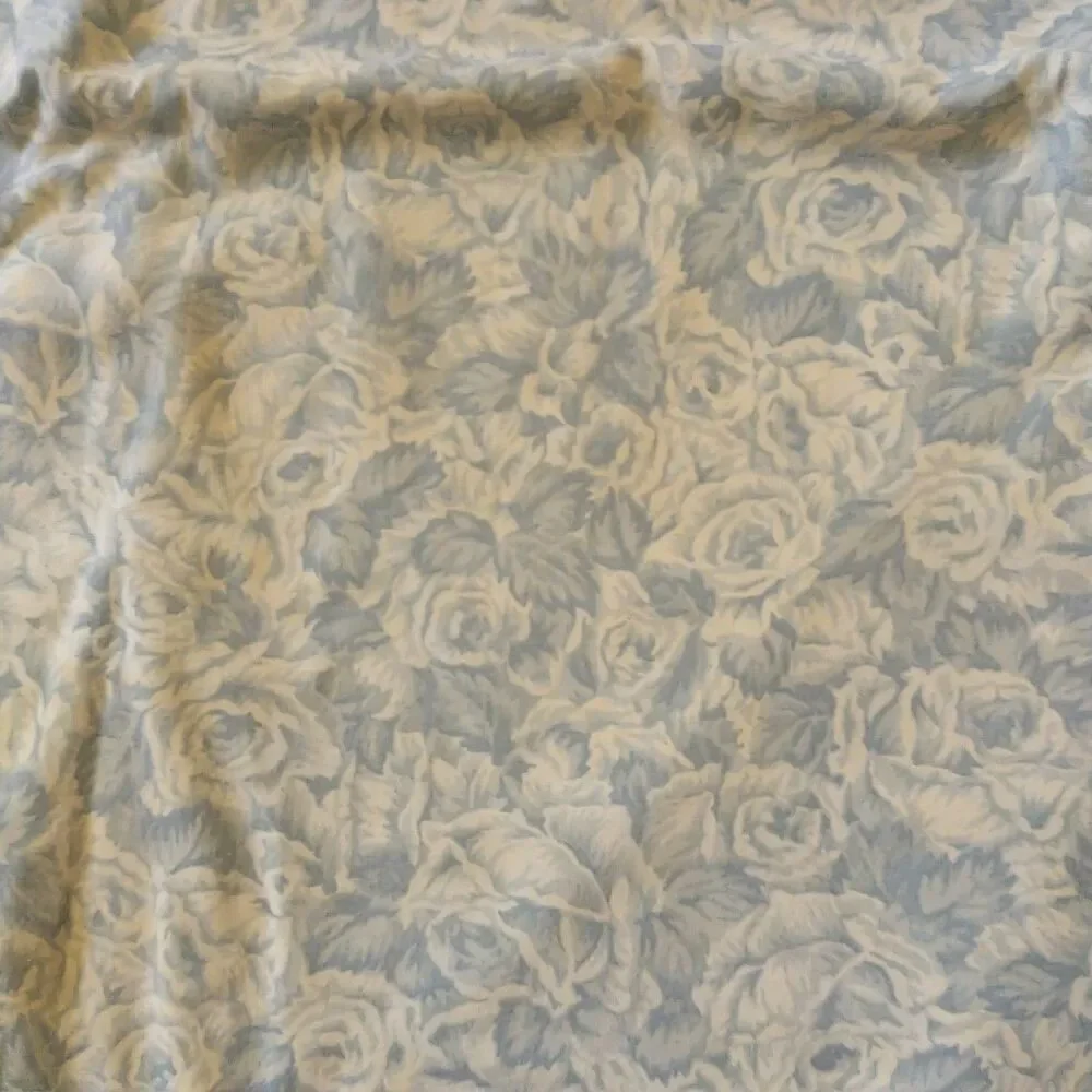 Jessica McClintock Jonette Flat Sheet Blue Cream Rose Floral Queen Size